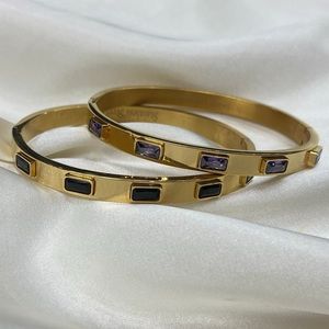 Amethyst Stainless Steel Gold Bangle